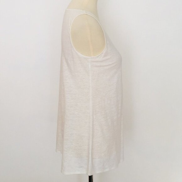Eileen Fisher Ivory V-Neck Linen Tunic with Tucks - Picture 4 of 6